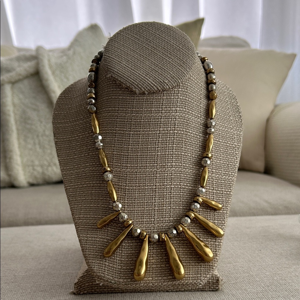 Lucky Brand Gold and Silver Necklace Long Tear Drop